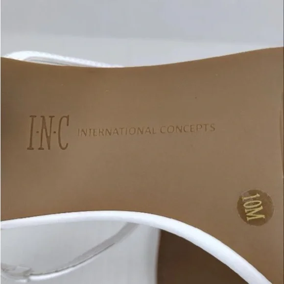 INC White Green Calise Square Toe Buckle Ankle Vacation Embellished Round Heel - Picture 11 of 15